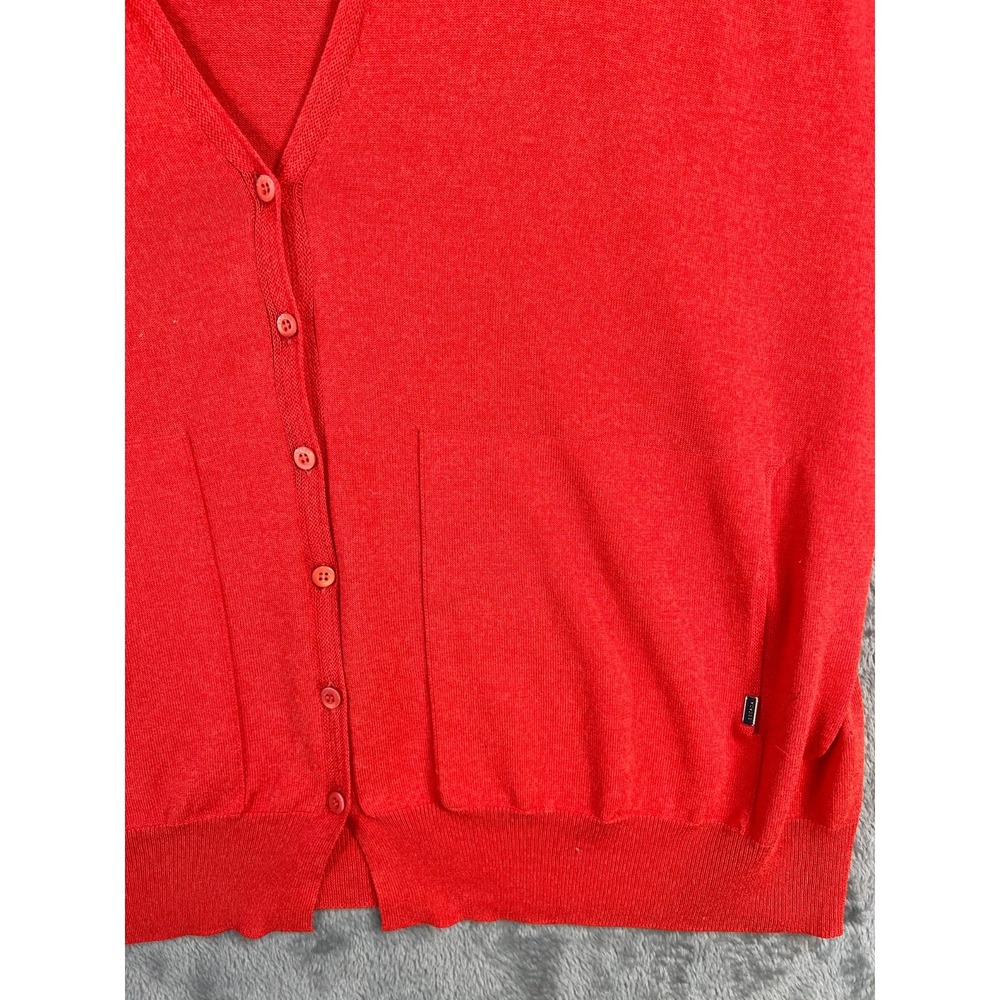 Escada Sport Cardigan Sweater Medium Orange V-Neck Button Front Cotton Viscose - Picture 6 of 12